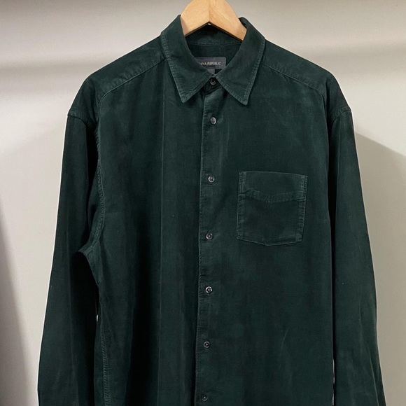 BANANA REPUBLIC BOTTEL GREEN CORDUROY SHIRT FOR MEN’S & WOMEN’S - Picture 2 of 5